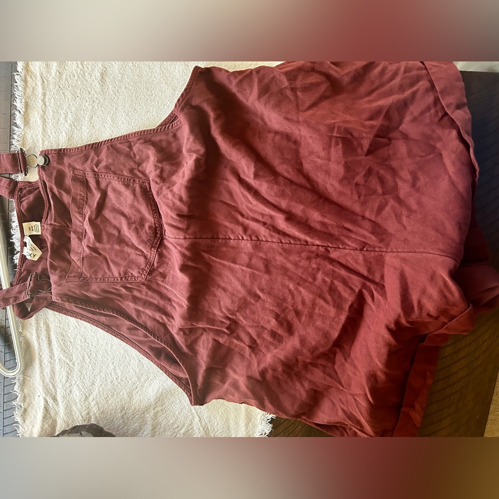 Roxy Burgundy Overalls with Button Accents